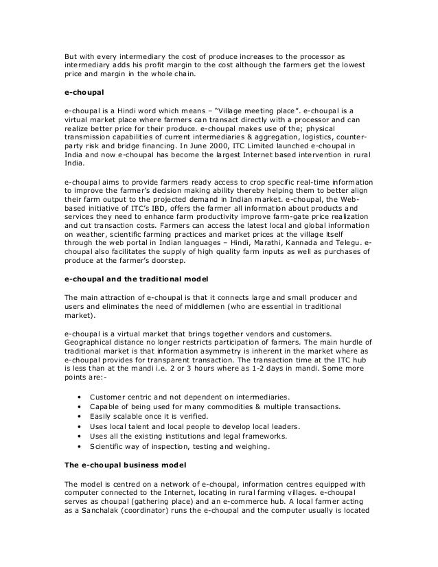 e-choupal case study analysis e-choupal case study analysis